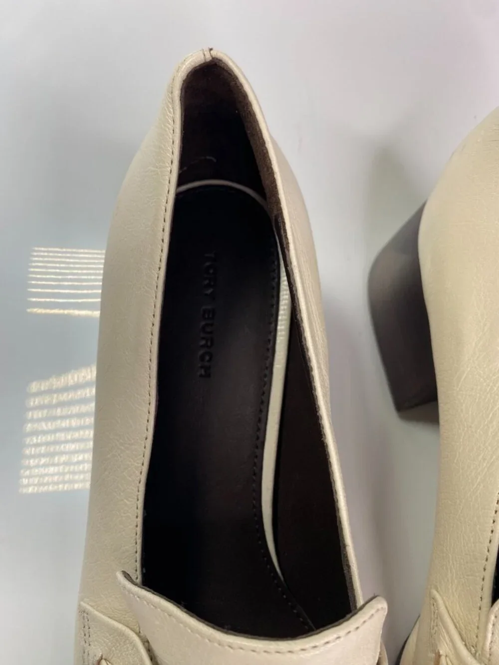 Tory Burch Women's Perrine High Heel Leather White Loafer Pumps Sz 9.5